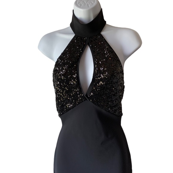 Chiara Boni Iria Black Sequin Gown Maxi Dress, NWT - Picture 3 of 10